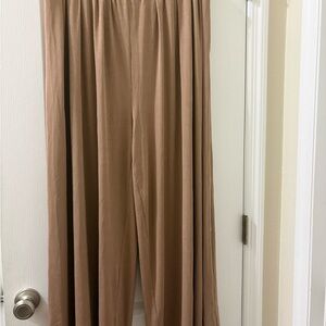 Cider Wide-Leg High-Waist Pants in Camel Brown